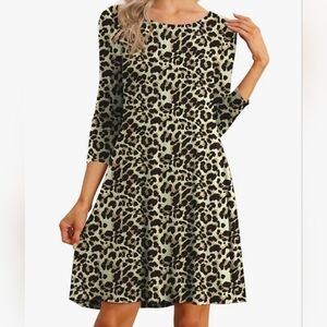Leopard Print Long Sleeve Dress